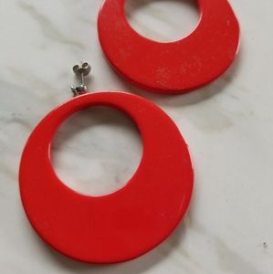 Retro Bakelite Red Earrings